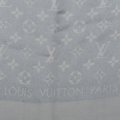 Louis Vuitton Silk Lurex Wool Monogram Shine Shawl Charcoal Grey 4 of 5