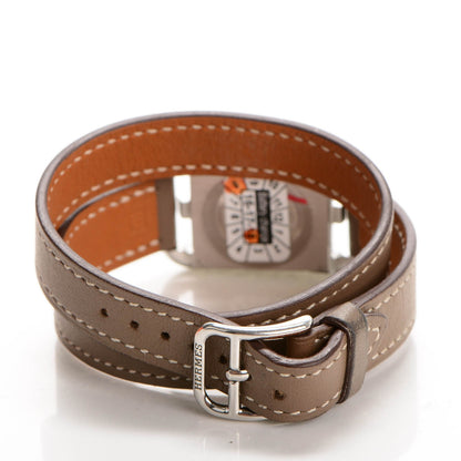Hermes Stainless Steel Swift 23mm Cape Cod Double Tour Quartz Watch Etoupe 4 of 11