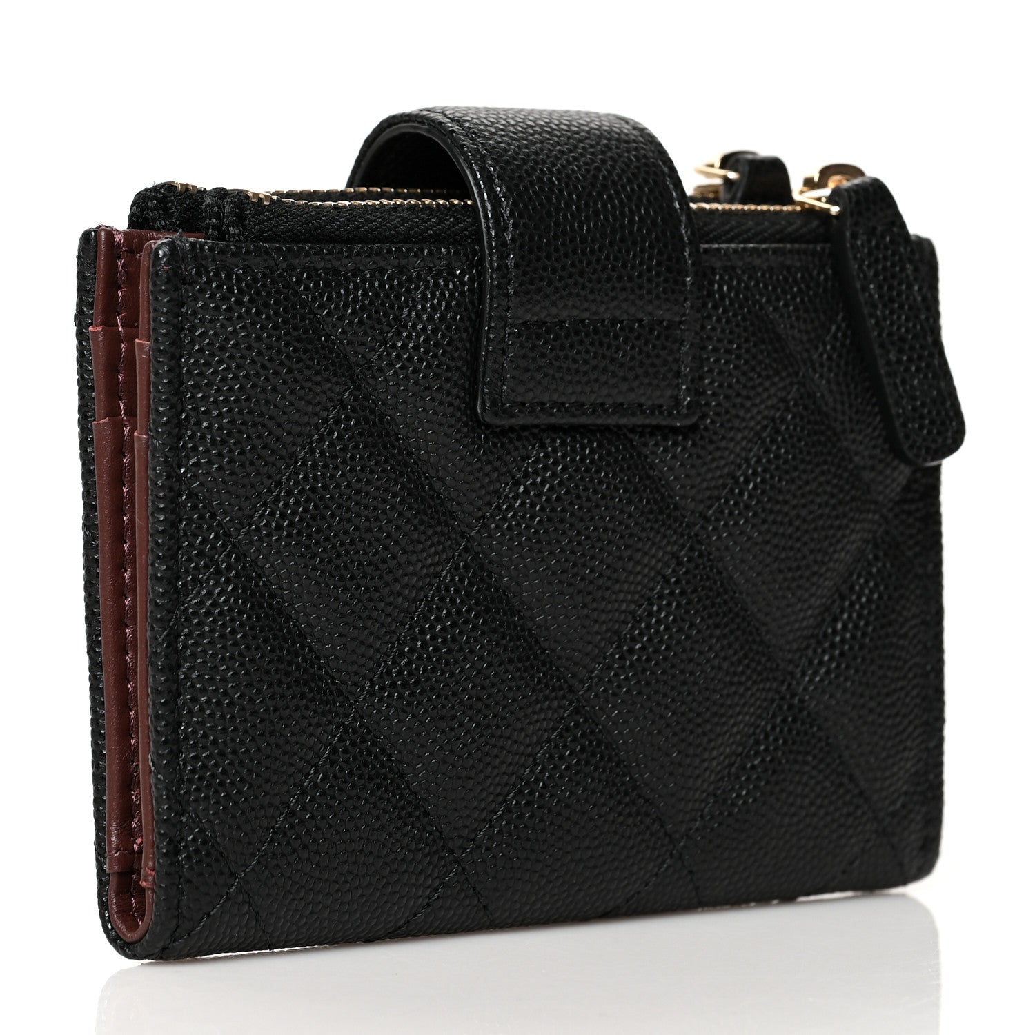 Chanel Caviar Quilted Compact Zipped Pocket Wallet Black 3 of 10