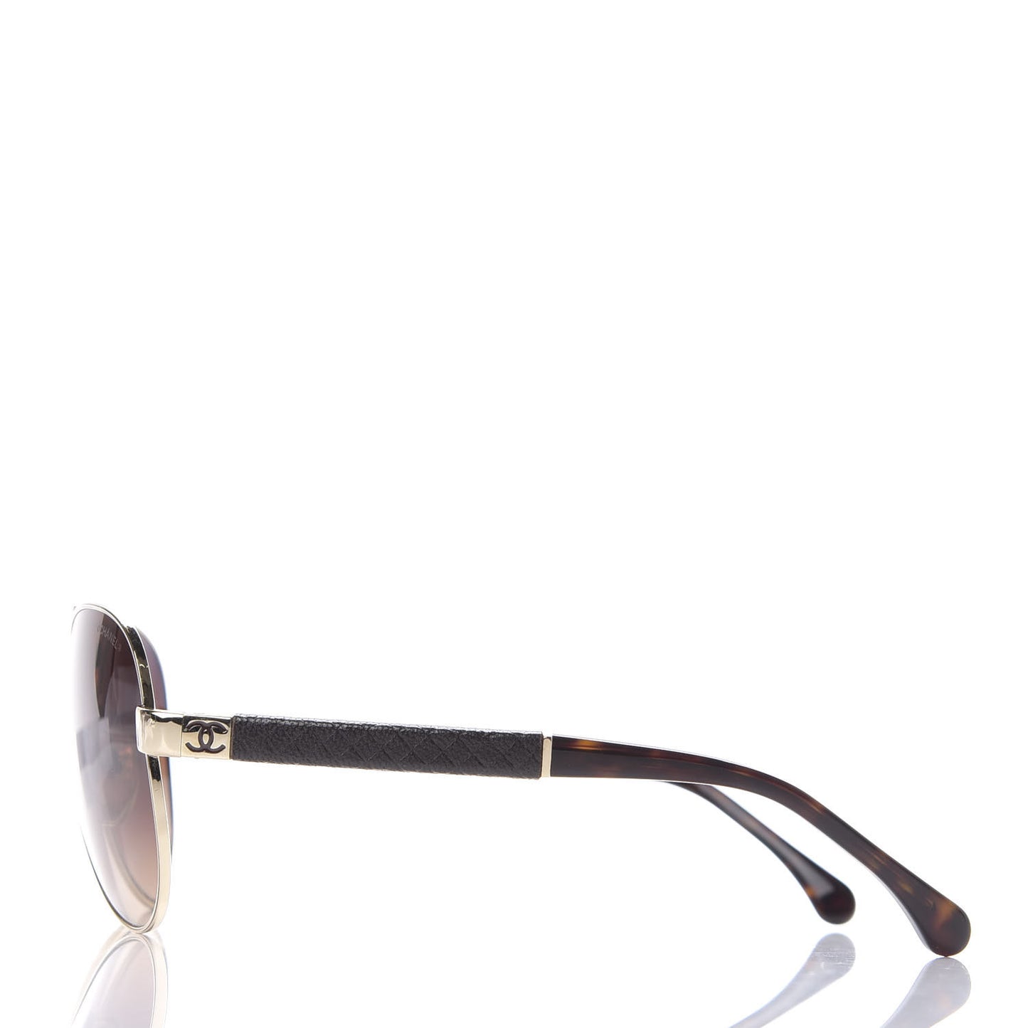 Lambskin Quilted CC Aviator Sunglasses 4195-Q Brown Gold