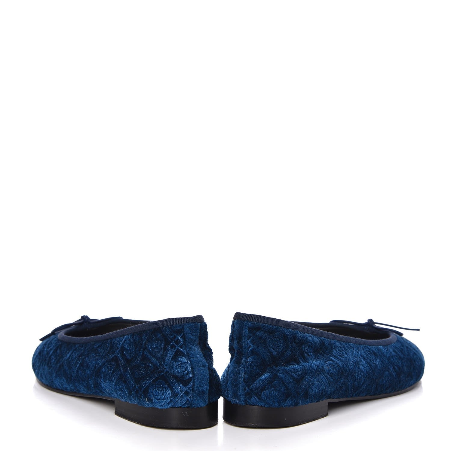 Chanel Silk Velvet Grosgrain Bow CC Ballet Flats 39.5 Navy Black 5 of 17
