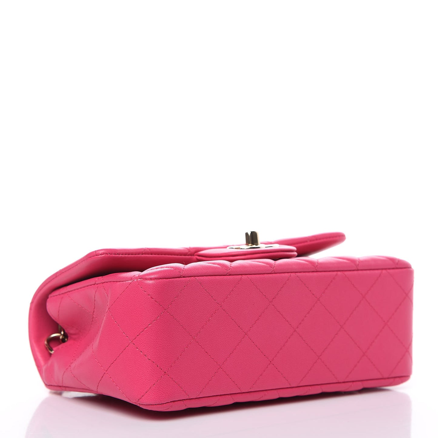 Lambskin Quilted Mini Rectangular Flap Fuchsia
