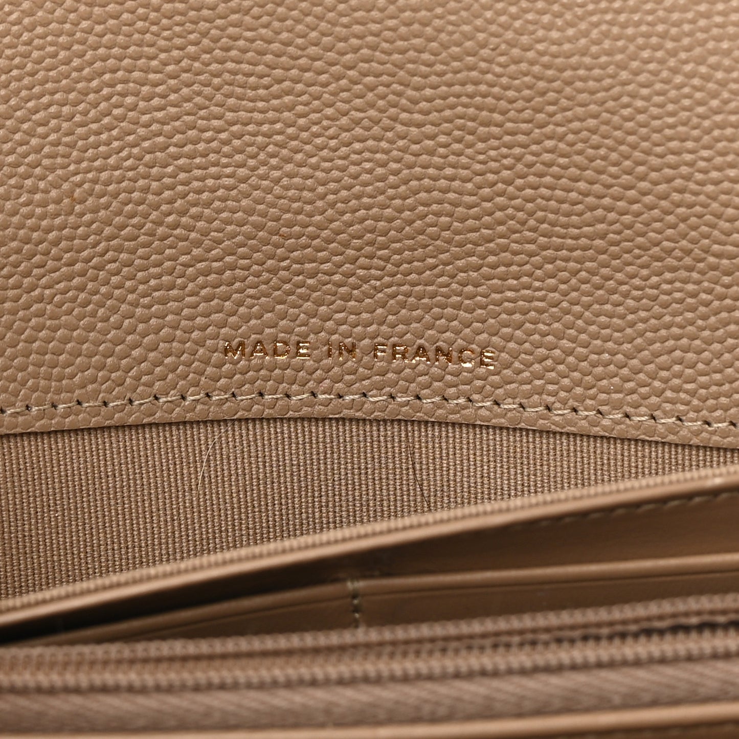 Caviar Quilted Long Flap Wallet Beige