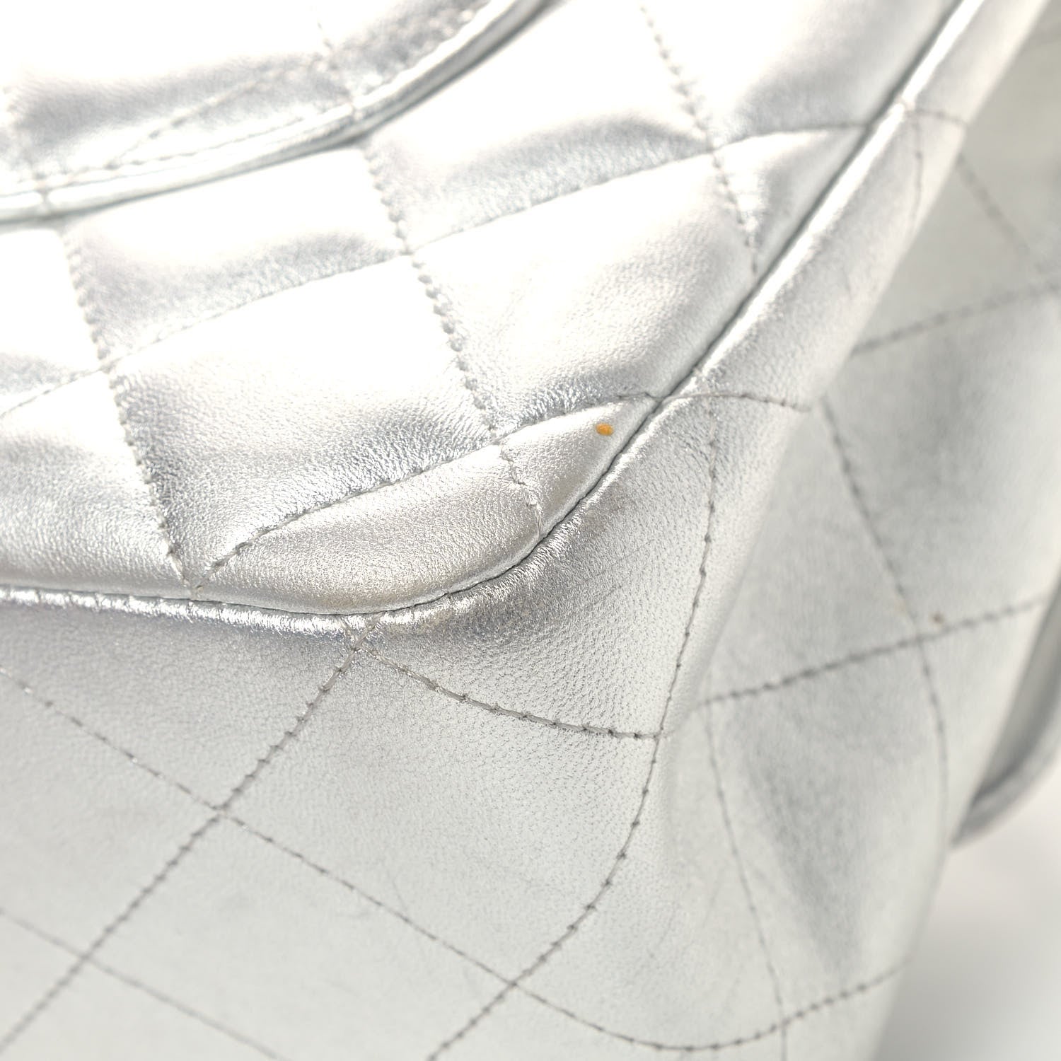 Chanel Metallic Lambskin Quilted Jumbo Single Flap Silver 12 of 17