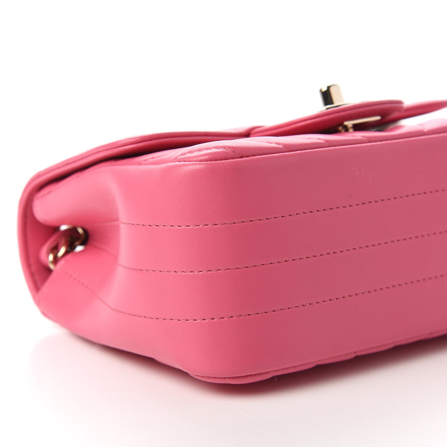 Lambskin Chevron Quilted Mini Square Flap Pink
