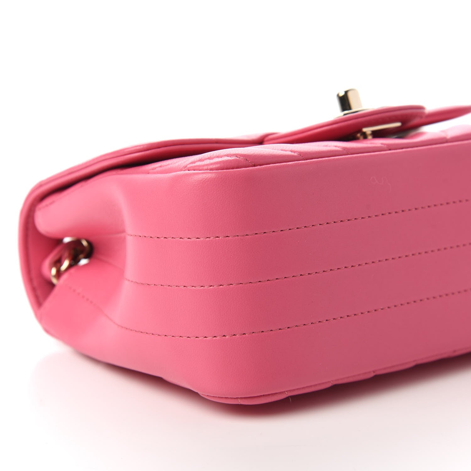 Chanel Lambskin Chevron Quilted Mini Square Flap Pink 6 of 11