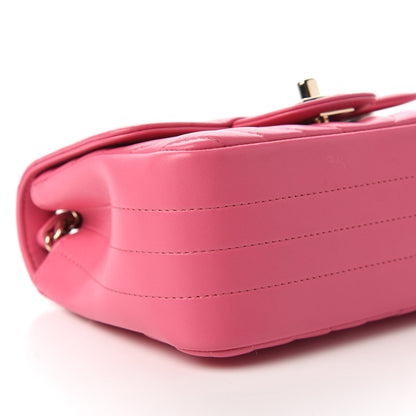 Chanel Lambskin Chevron Quilted Mini Square Flap Pink 6 of 11