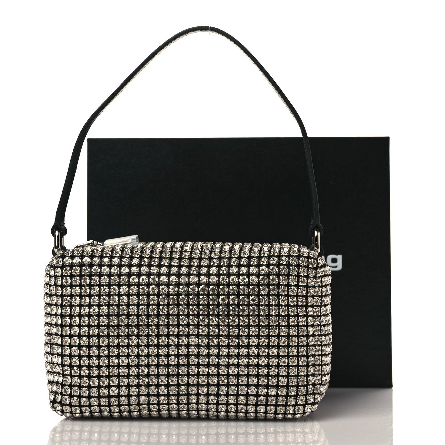 Alexander Wang Mesh Crystal Rhinestone Mini Heiress Pouch Black Silver 10 of 10