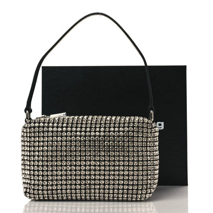 Alexander Wang Mesh Crystal Rhinestone Mini Heiress Pouch Black Silver 10 of 10