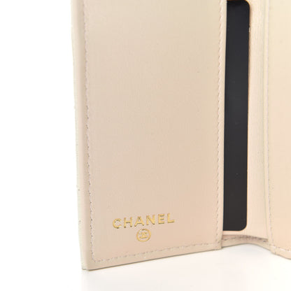 Chanel Iridescent Lambskin Quilted Double Flap Wallet Ivory 6 of 7