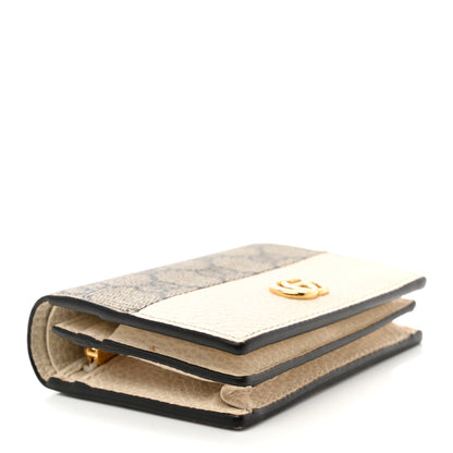 Gucci Dollar Calfskin GG Supreme Monogram GG Marmont Card Case Mystic White Beige Ebony 4 of 10