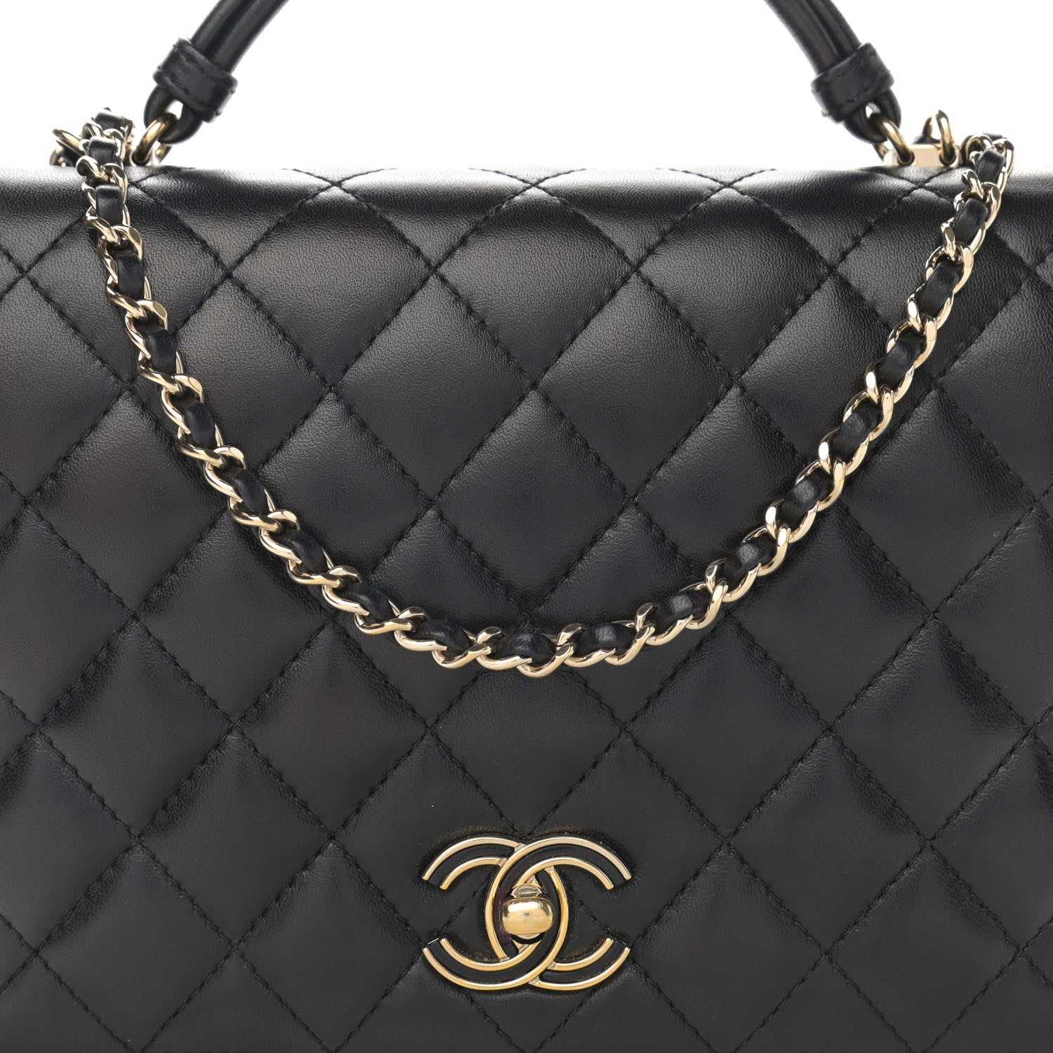 Chanel Lambskin Quilted Small Handle Tied Top Handle Flap Black 8 of 15