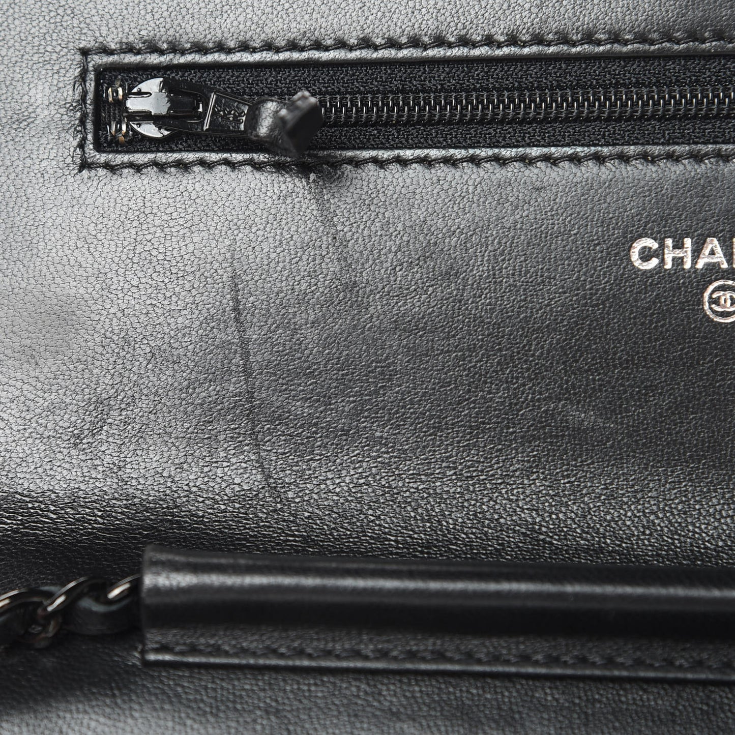 Lambskin Chevron Quilted Wallet On Chain WOC So Black