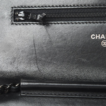 Chanel Lambskin Chevron Quilted Wallet On Chain WOC So Black 13 of 16