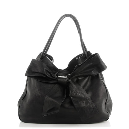 Miu Miu Vitello Bow Hobo Nero Black 1 of 7