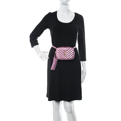 Saint Laurent Metallic Calfskin Matelasse Monogram Lou Belt Bag Vegas Pink 2 of 10