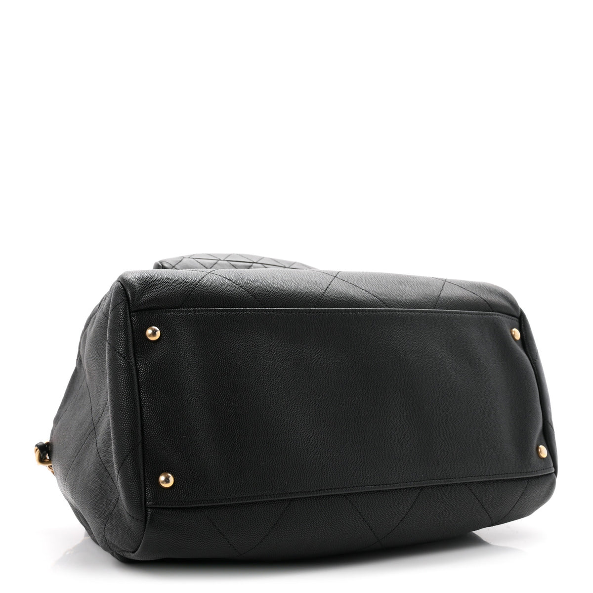 Chanel Grained Calfskin Lambskin Quilted Large Bowling Bag Black 4 of 10