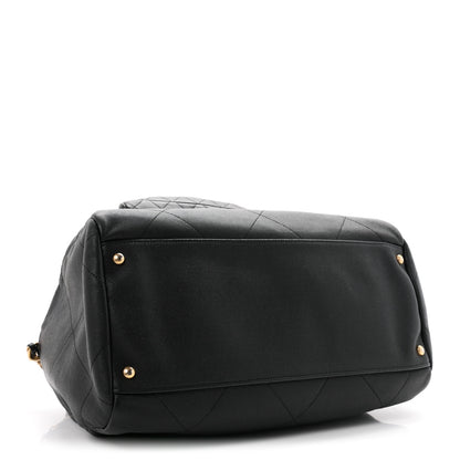 Chanel Grained Calfskin Lambskin Quilted Large Bowling Bag Black 4 of 10