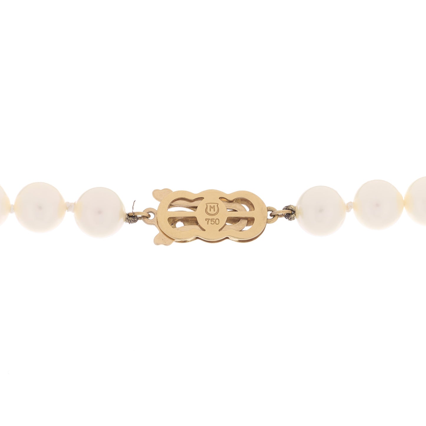 18K Yellow Gold Akoya Pearl 7.5-8mm Strand Necklace