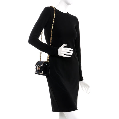 Gucci Velvet Crystal Mini Bee Broadway Shoulder Bag Black 2 of 9