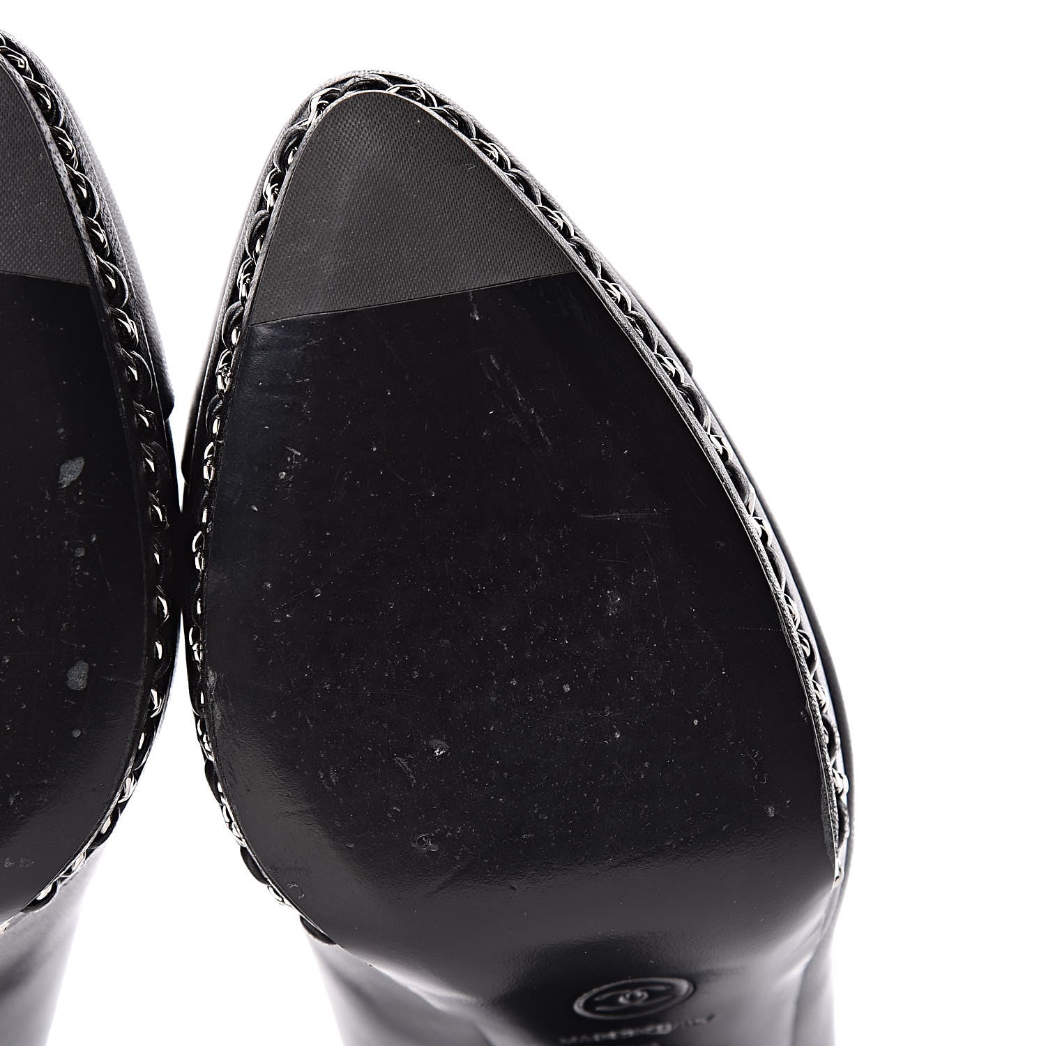 Chanel Lambskin CC Cap Toe Platform Chain Pumps 39 Black 13 of 14