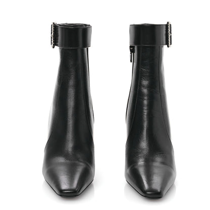 Saint Laurent Goatskin Crystal Buckle Claude 90 Ankle Booties 37.5 Black 2 of 9