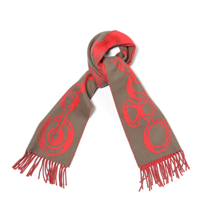Hermes Cashmere Casaque Do Re Boucles Muffler Kraft Geranium 1 of 3