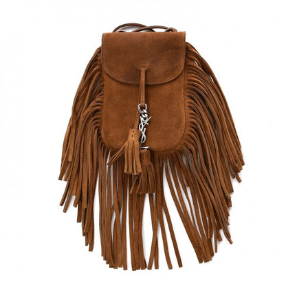 Saint Laurent Suede Fringe Toy Monogram Anita Crossbody Bag Light Ocre 1 of 8
