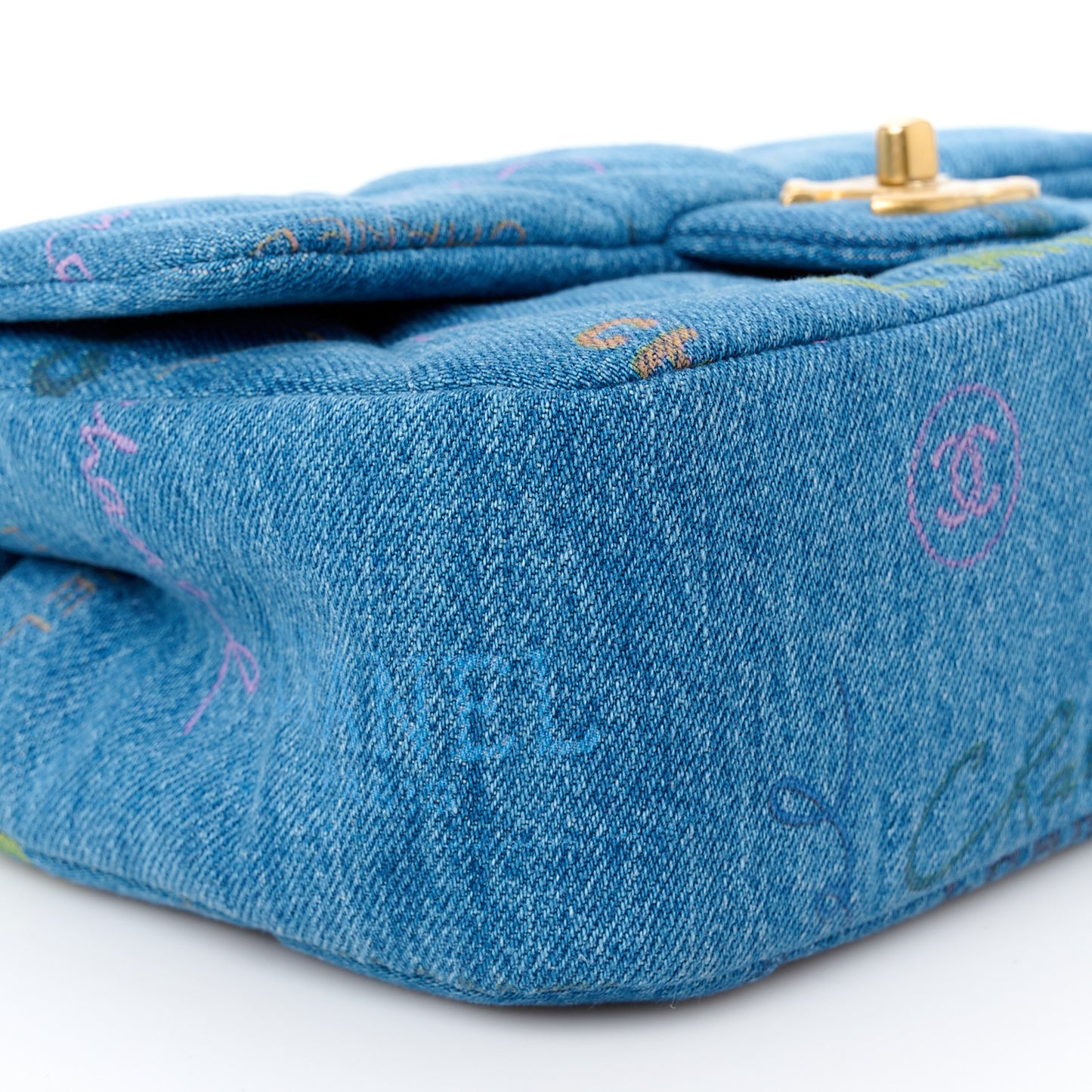 Denim Quilted Mini Denim Mood Rectangular Flap Blue Multicolor