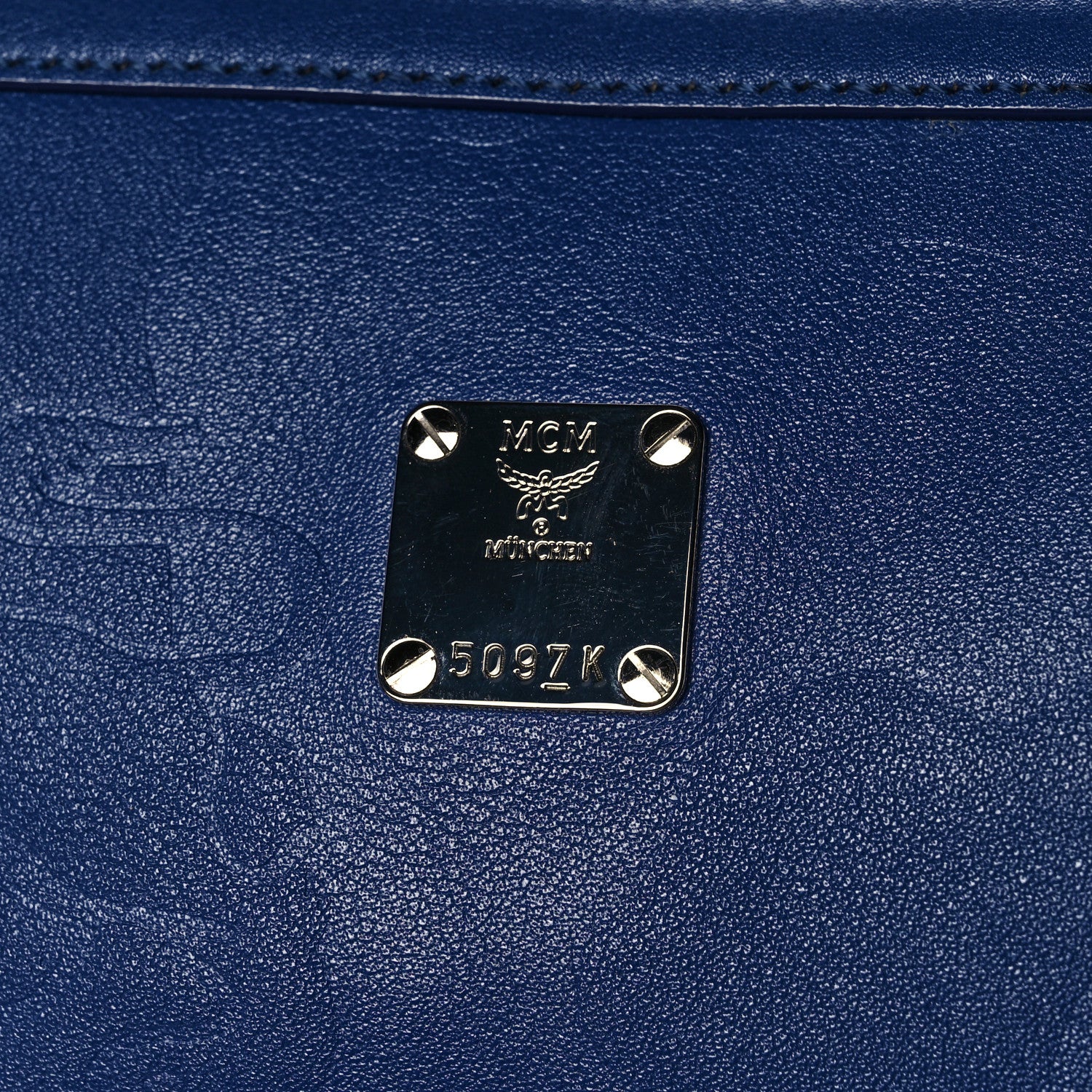 MCM Smooth Calfskin Lion Camo Crossbody Bag Blue 7 of 16