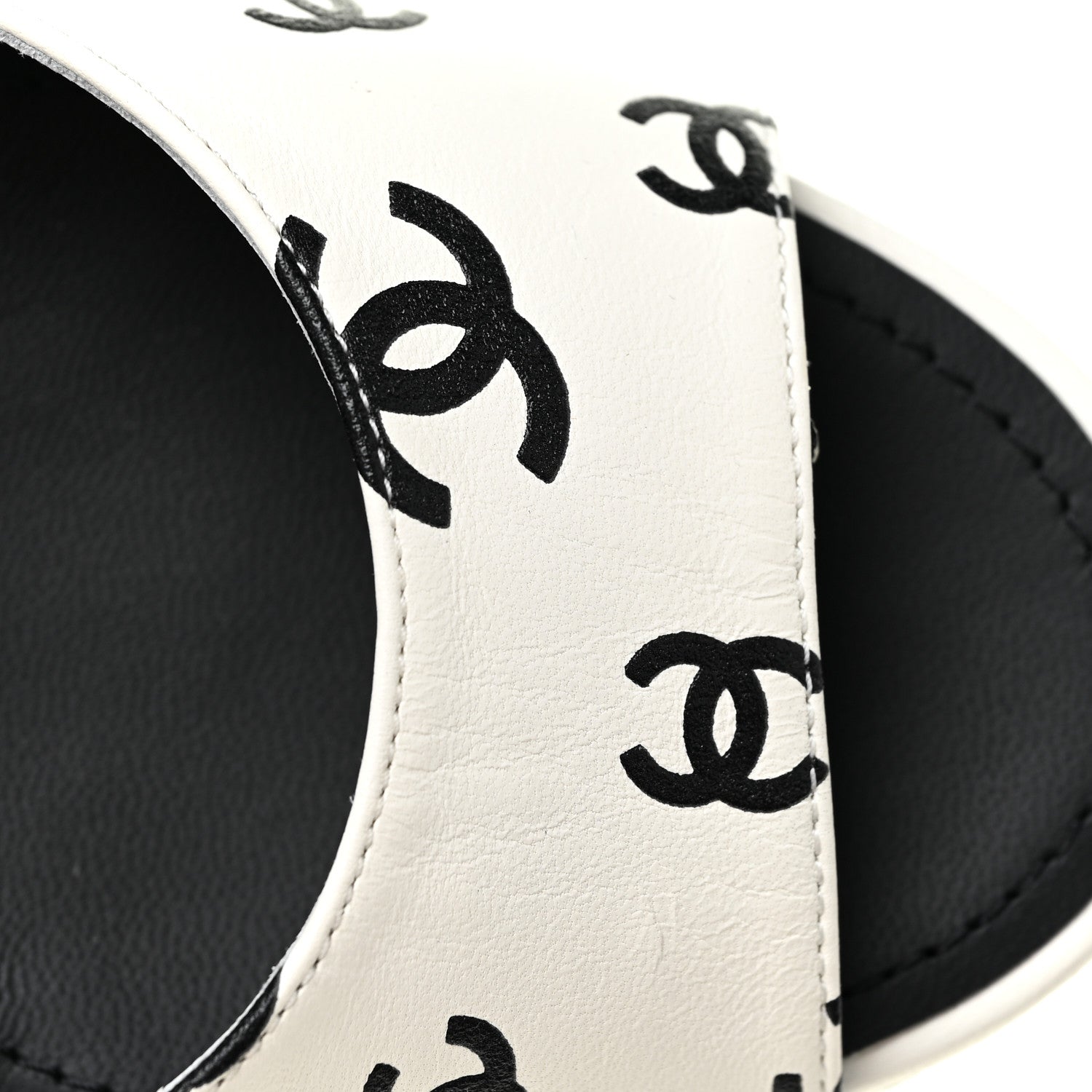 Chanel Printed Lambskin Coco Beach Platform Sandals 38 White Black 11 of 12