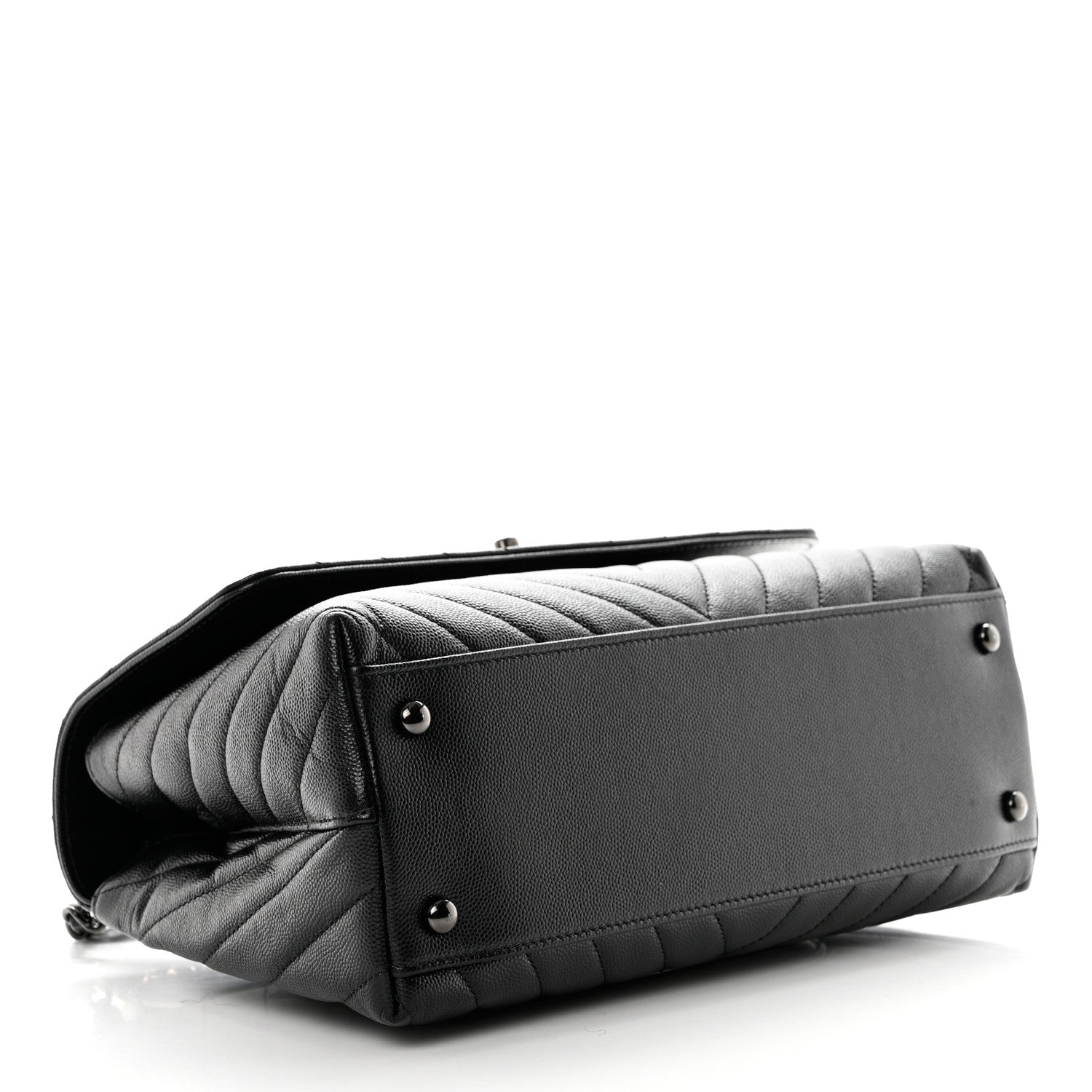 Chanel Caviar Chevron Quilted Small Coco Handle Flap So Black 3 of 9