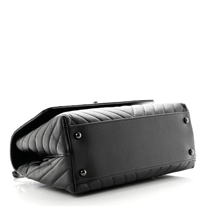 Chanel Caviar Chevron Quilted Small Coco Handle Flap So Black 3 of 9