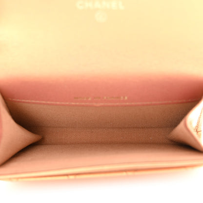 Chanel Metallic Lambskin Quilted Flap Card Holder Wallet Golden 5 of 11
