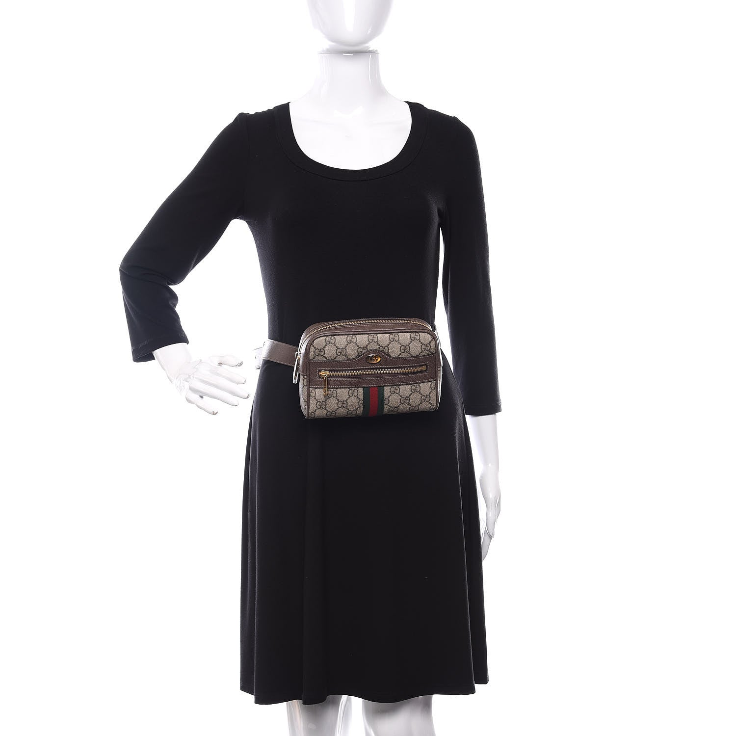 Gucci GG Supreme Monogram Web Small Ophidia Belt Bag 85 34 Dark Brown 2 of 10