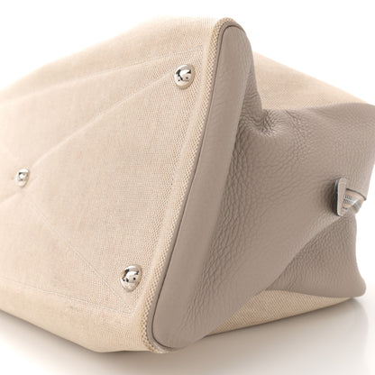 Hermes Toile Taurillon Clemence Victoria II 43 Ecru Gris Tourterelle 10 of 13