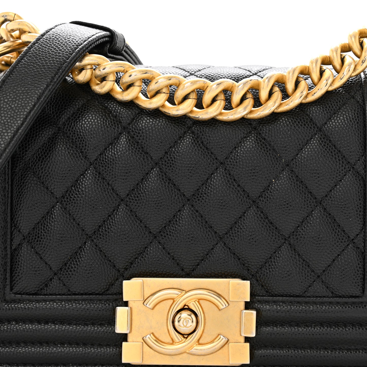 Caviar Quilted Small Boy Flap Black
