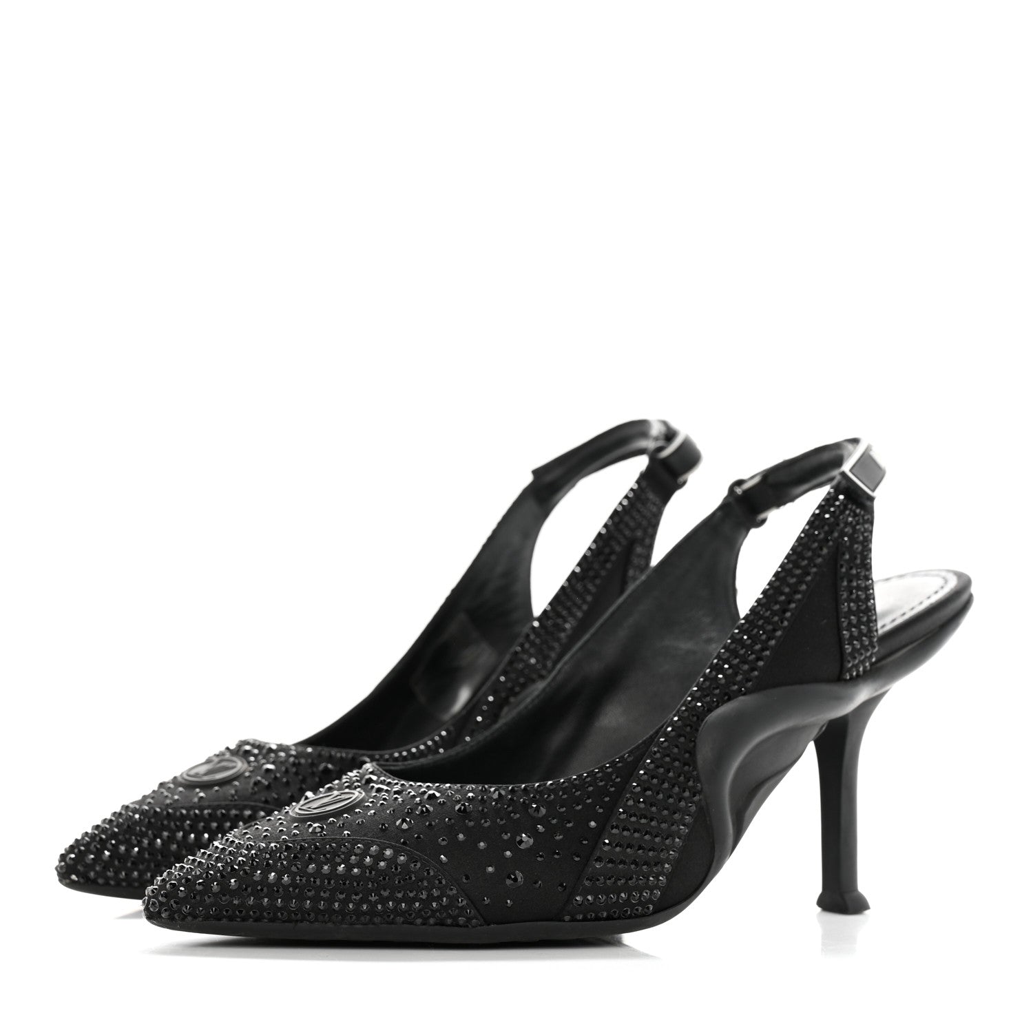Louis Vuitton Satin Embellished Archlight Slingback Pumps 38 Black 3 of 14