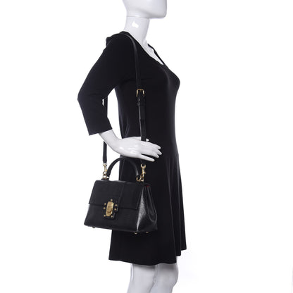 Dolce & Gabbana Calfskin Iguana Embossed Small Lucia Satchel Black 2 of 10