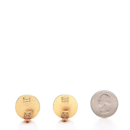 Chanel Enamel CC Clip On Earrings Black Gold 2 of 4