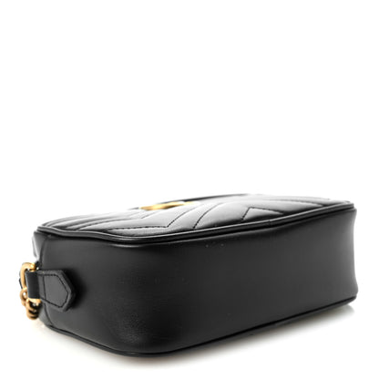 Gucci Calfskin Matelasse Mini GG Marmont Chain Shoulder Bag Black 4 of 10
