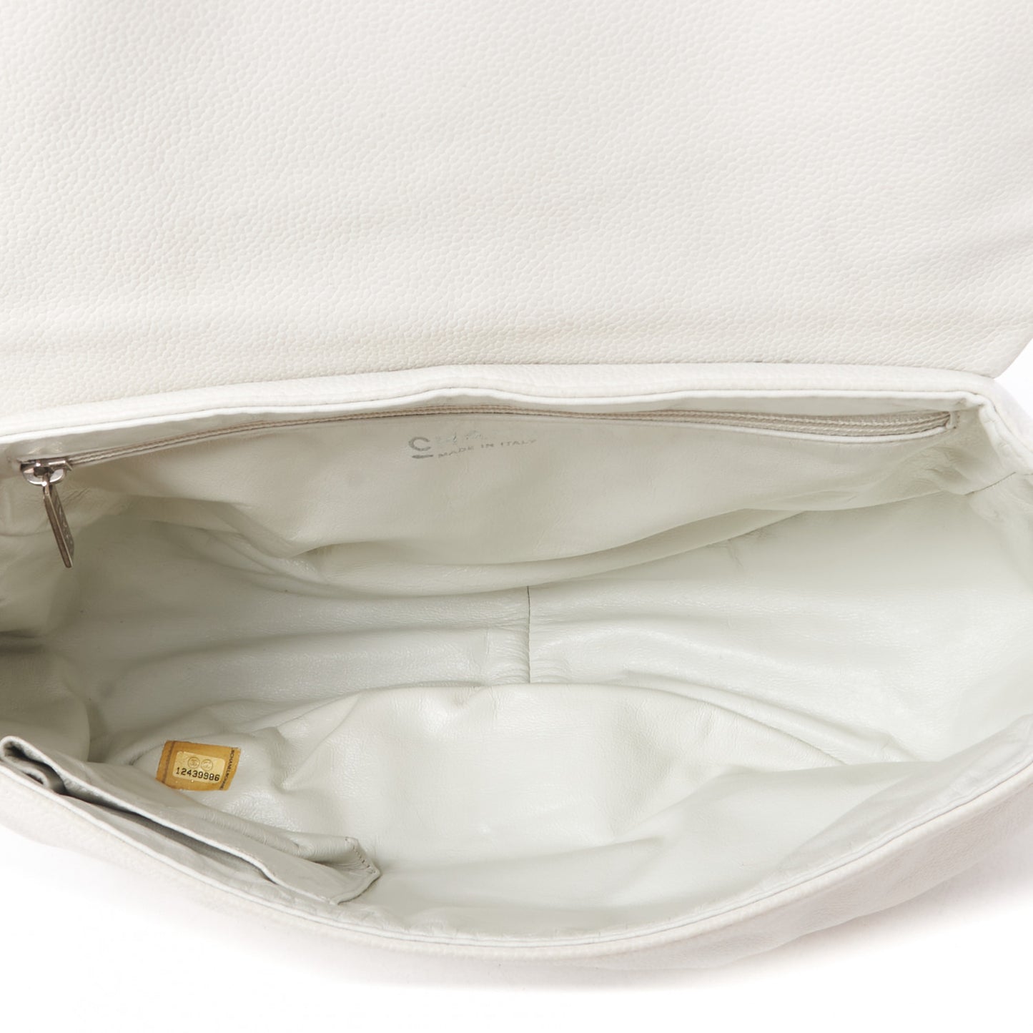 Caviar Half Moon Large Flap White