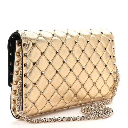 Valentino Garavani Metallic Nappa Rockstud Spike Wallet on Chain Mekong 3 of 11