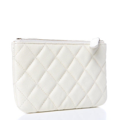 Chanel Caviar Quilted Small Cosmetic Case White 3 of 8