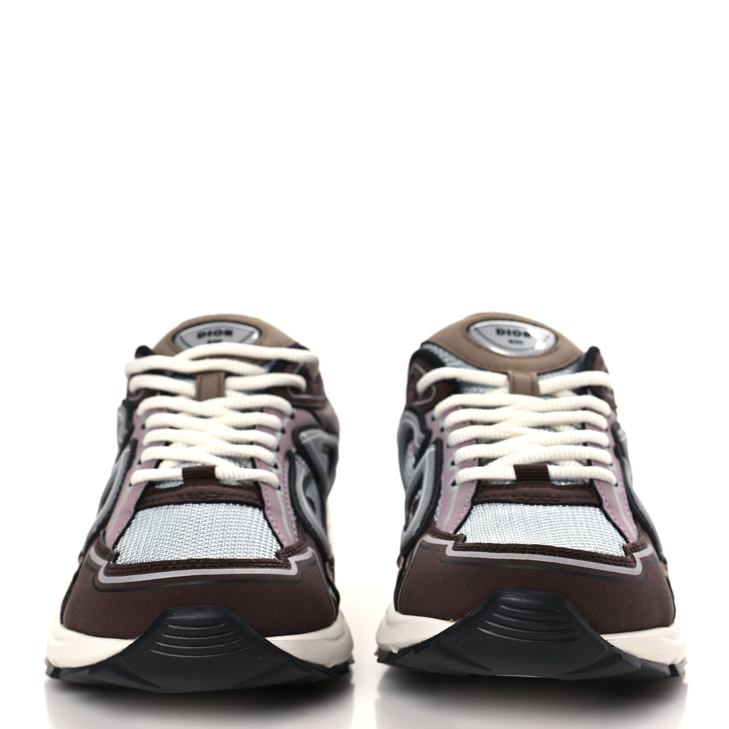 Technical Mesh Calfskin Womens B30 Sneakers 36 Grey Brown