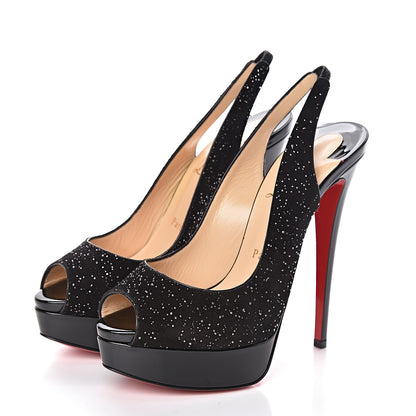 Christian Louboutin Crosta Meteor Lady Peep Sling 150 Pumps 38.5 Black 3 of 8