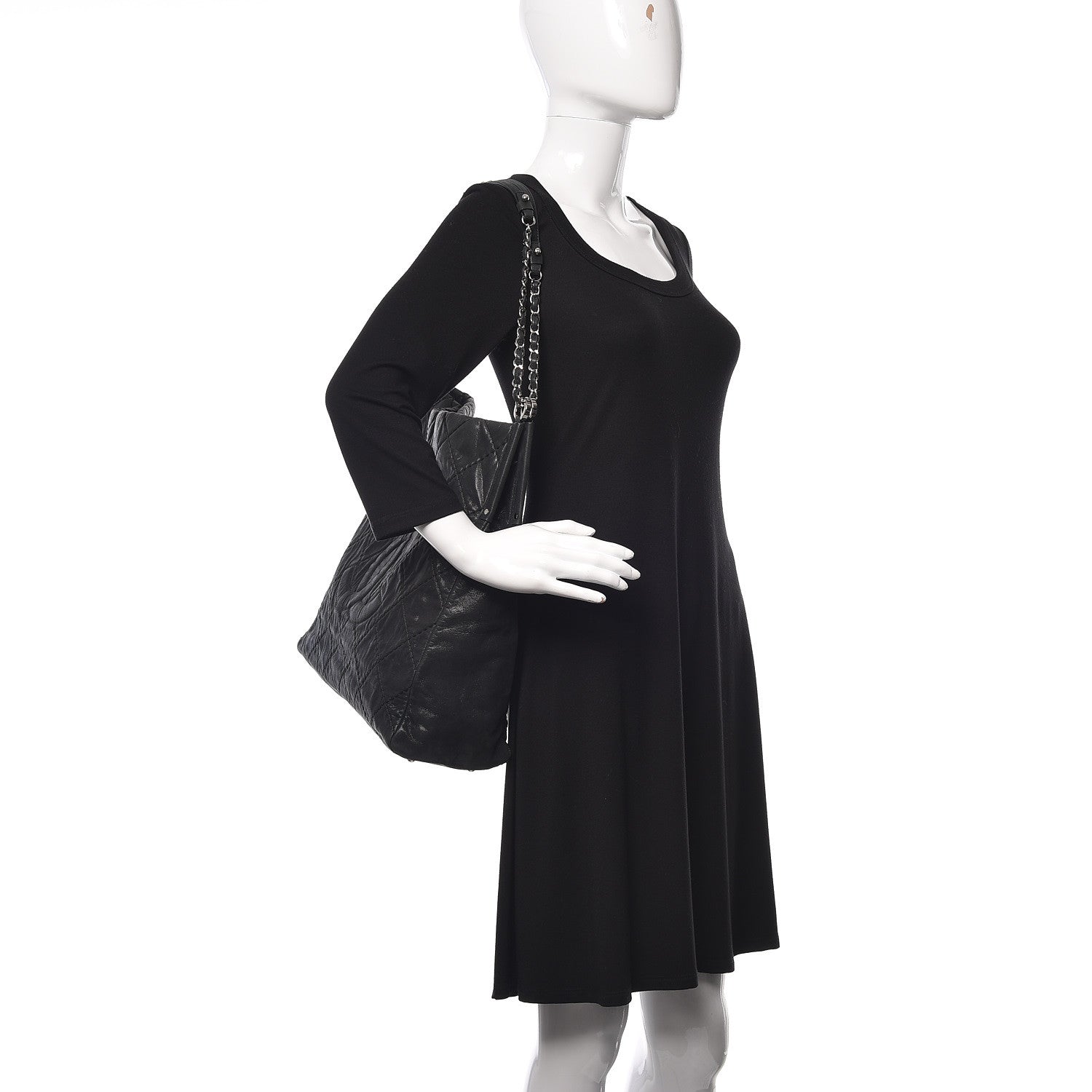 Chanel Iridescent Calfskin Large Sea Hit North South Tote Black 2 of 11