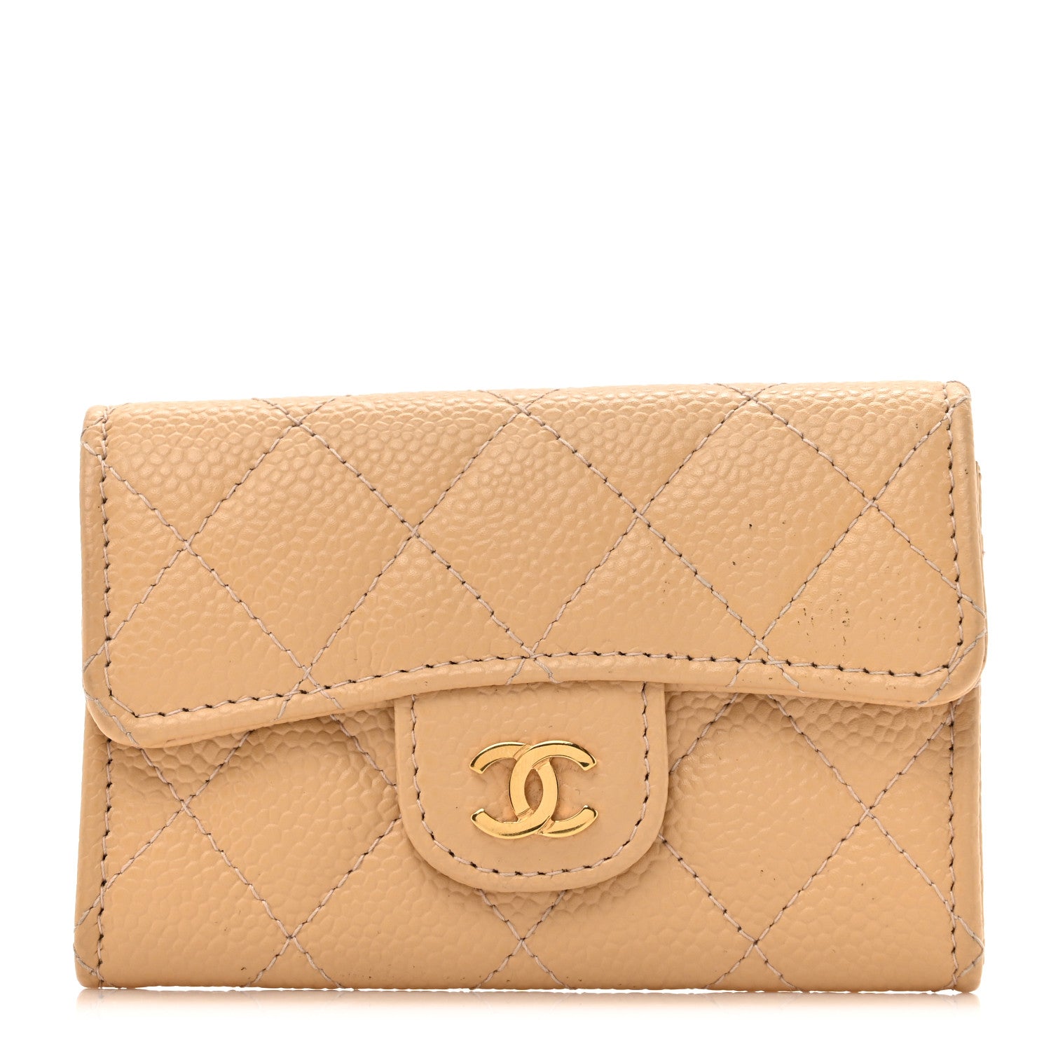 Chanel Caviar Quilted Flap Card Holder Light Beige 1 of 10