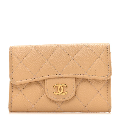Chanel Caviar Quilted Flap Card Holder Light Beige 1 of 10