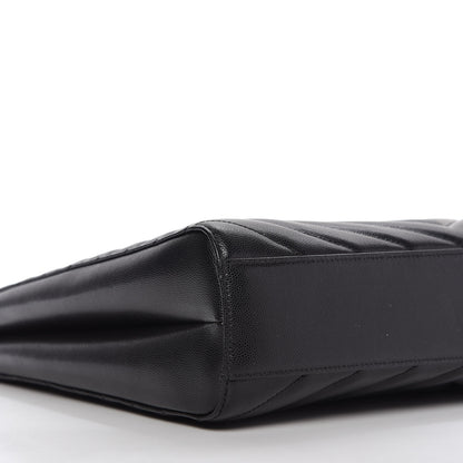 Saint Laurent Grain De Poudre Matelasse Chevron Medium Tribeca Shopping Bag Black 7 of 11